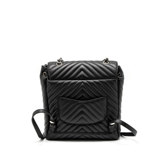 Chanel Urban Spirit Backpack Chevron Calfskin Black SHW