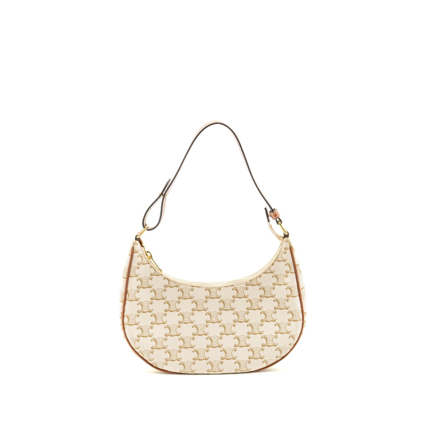 CELINE AVA Bag Triomphe Canvas/Calfskin White/Brown GHW