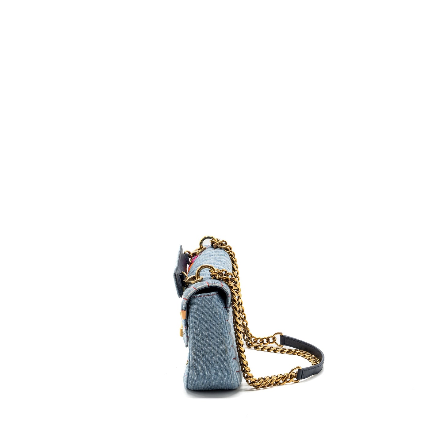 Louis Vuitton new wave flap chain bag limited edition denim blue/ multicolor GHW