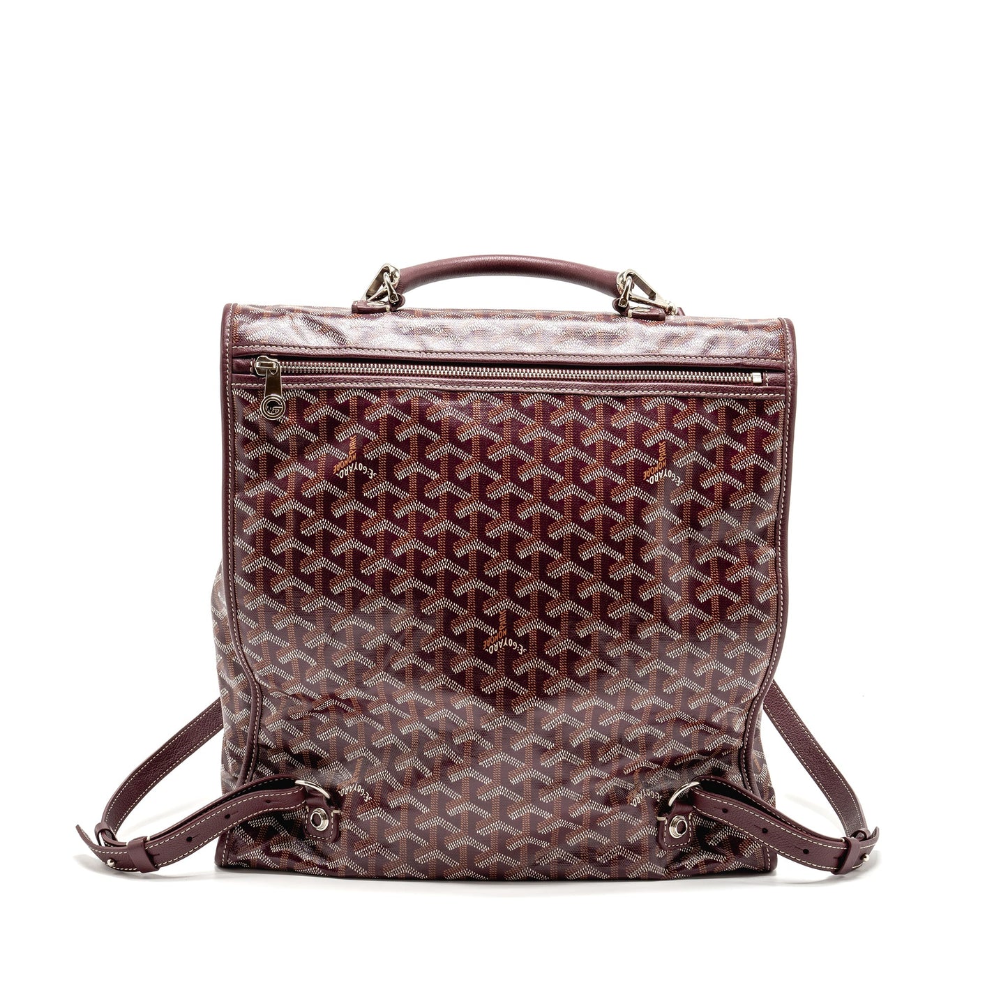 Goyard Saint Leger Backpack Goyardine Canvas Burgundy SHW