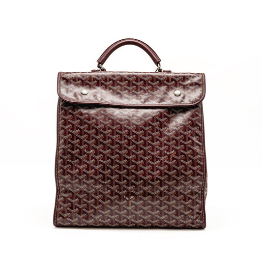 Goyard Saint Leger Backpack Goyardine Canvas Burgundy SHW