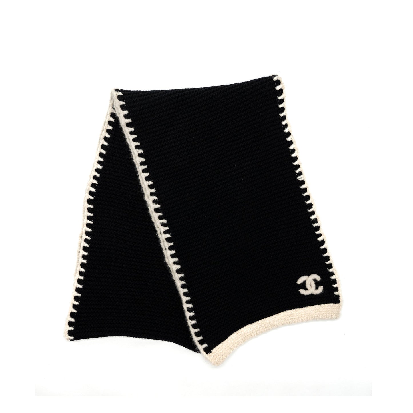 Chanel 23A Cashmere Scarf Black/White