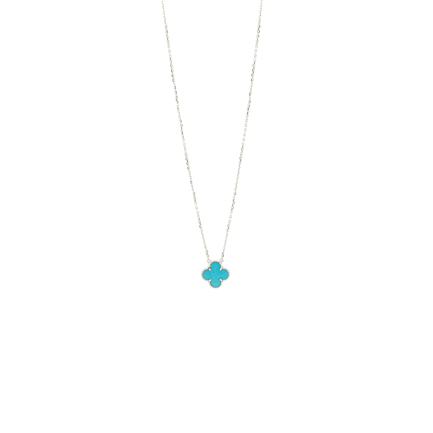 VAN CLEEF & ARPELS Vintage Alhambra Pendant Turquoise / 18K White Gold