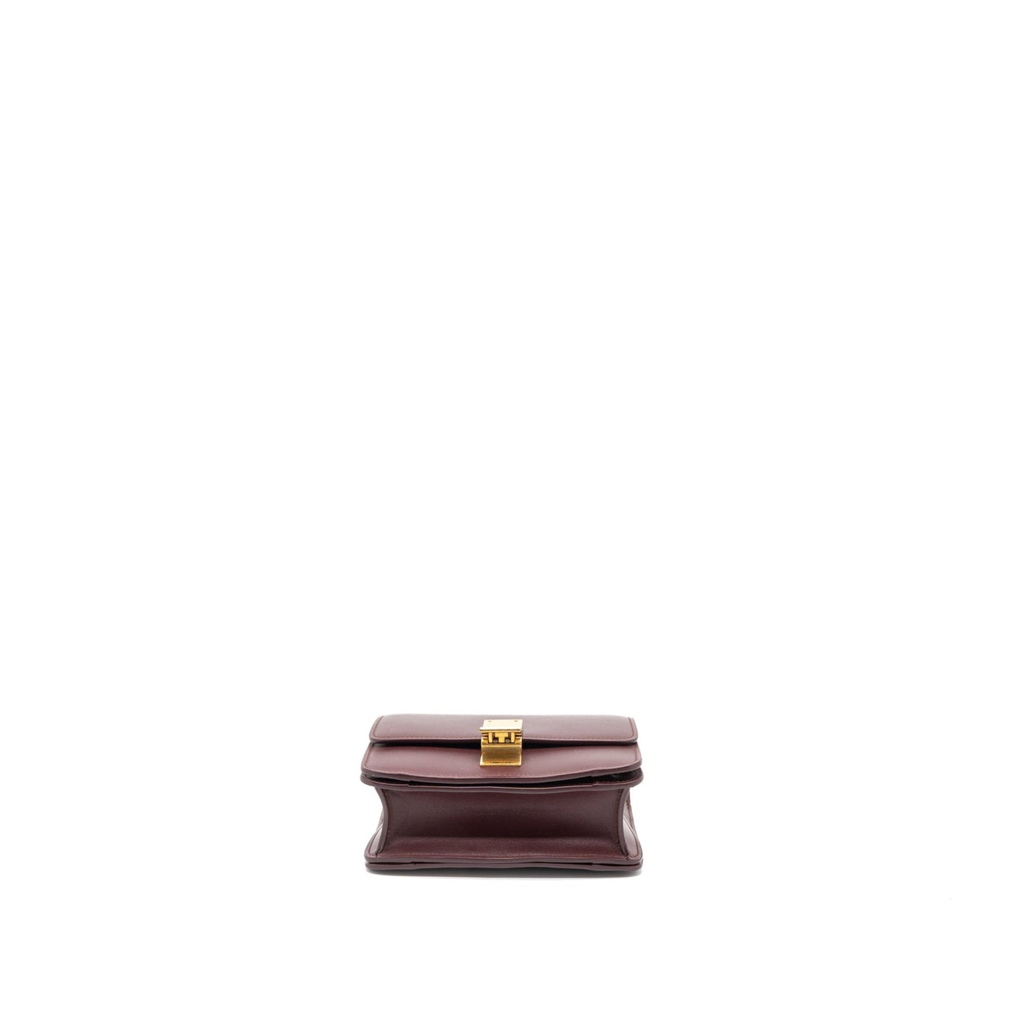 Celine Mini Box Calfskin Burgundy Brushed GHW