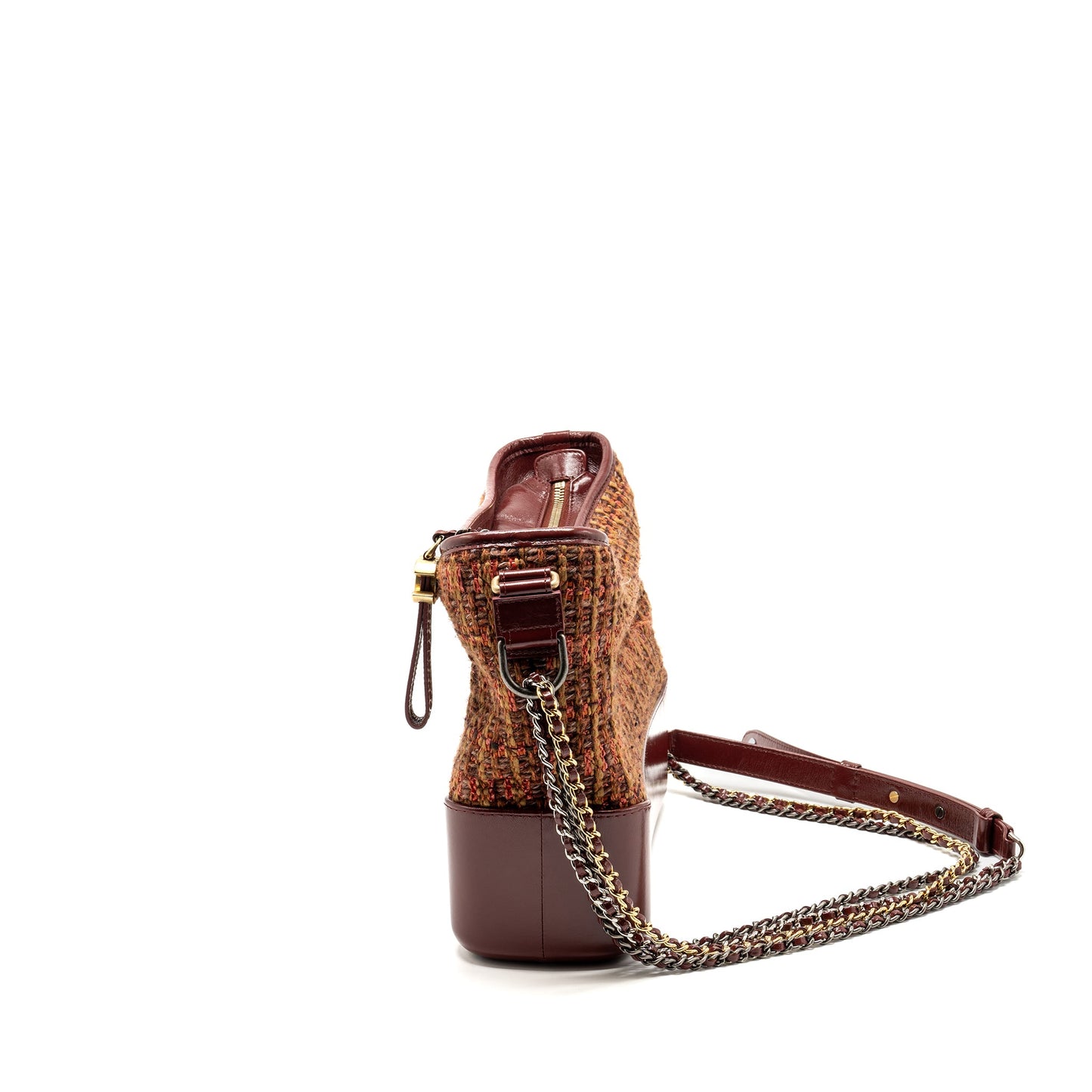 Chanel Gabrielle hobo bag tweed/ calfskin red/multicolour multicolour hardware