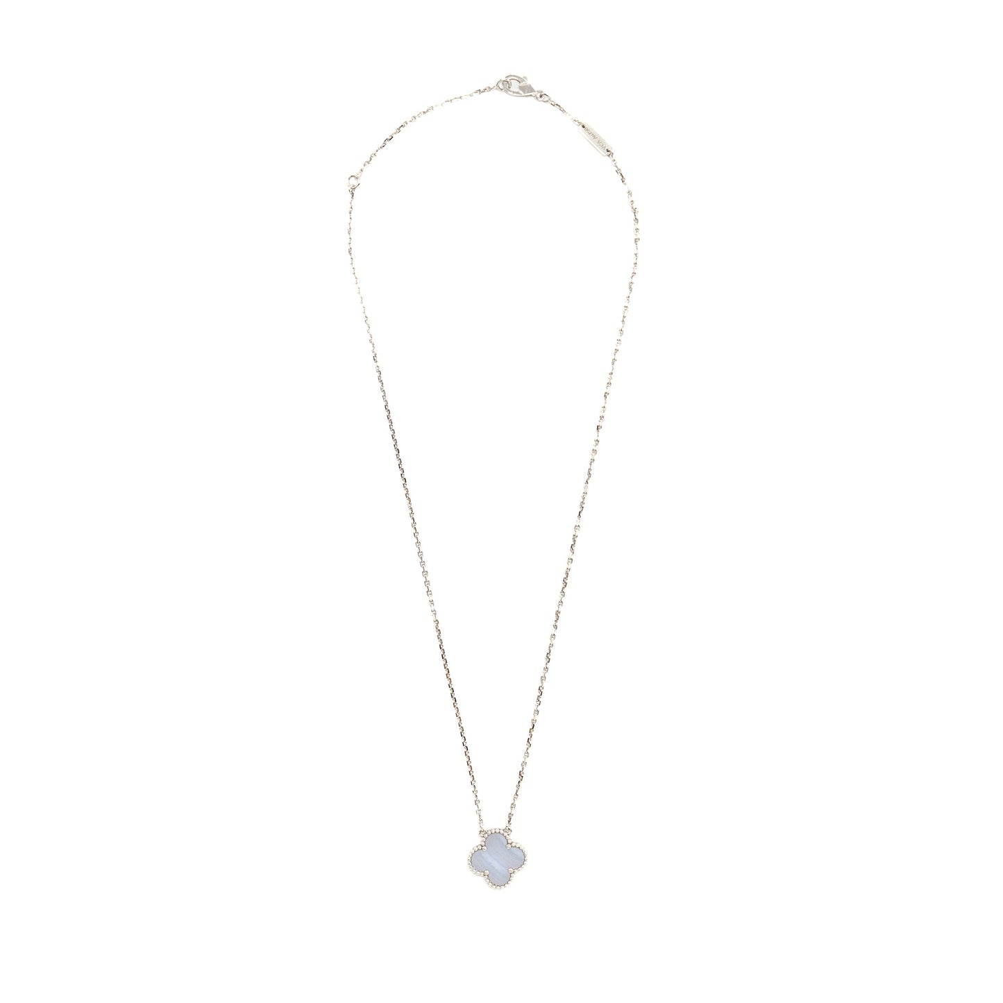 Van Cleef & Arpels Vintage Alhambra Pendant White Gold, Chalcedony