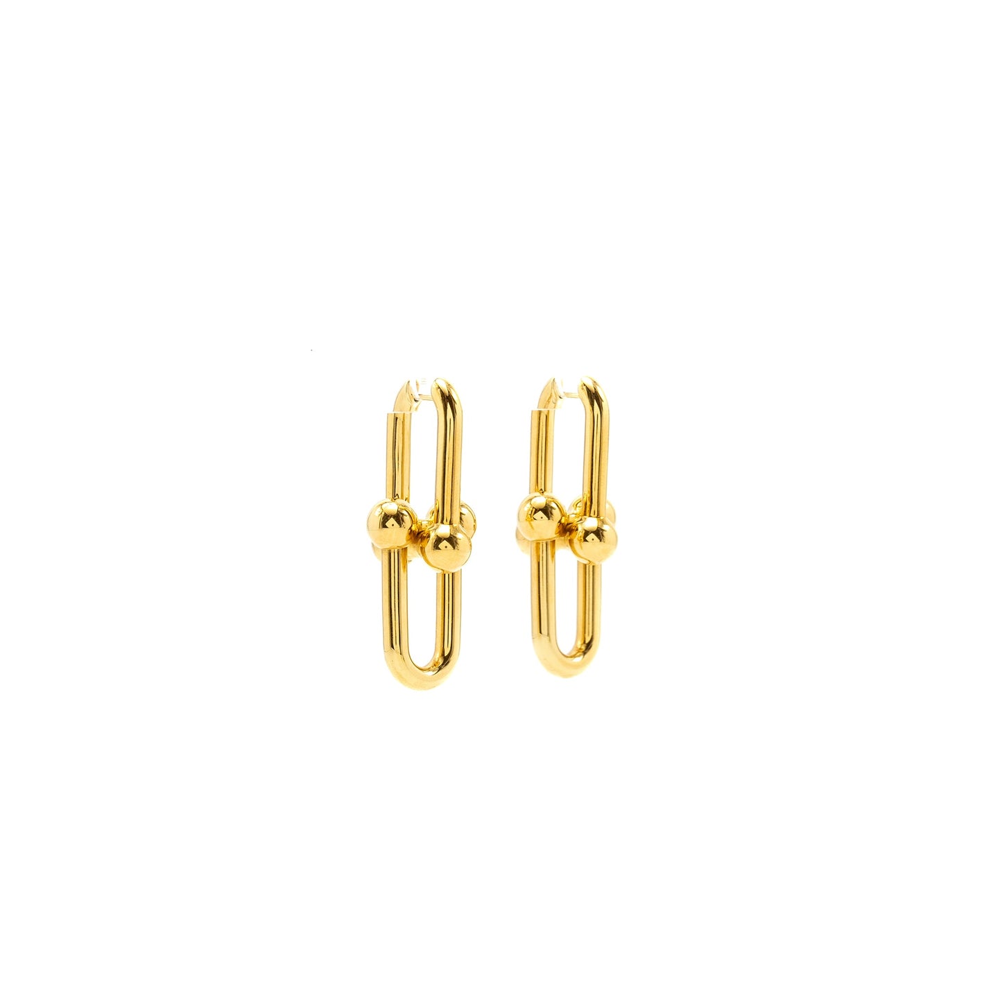 Tiffany Hardware Extra Large Link Earrings Yellow Gold
