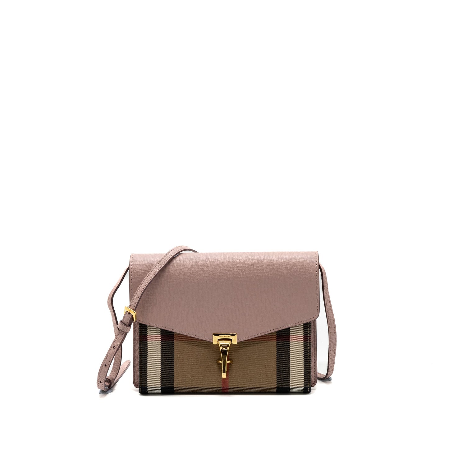 Burberry house check crossbody bag canvas / calfskin leather multicolor light pink GHW