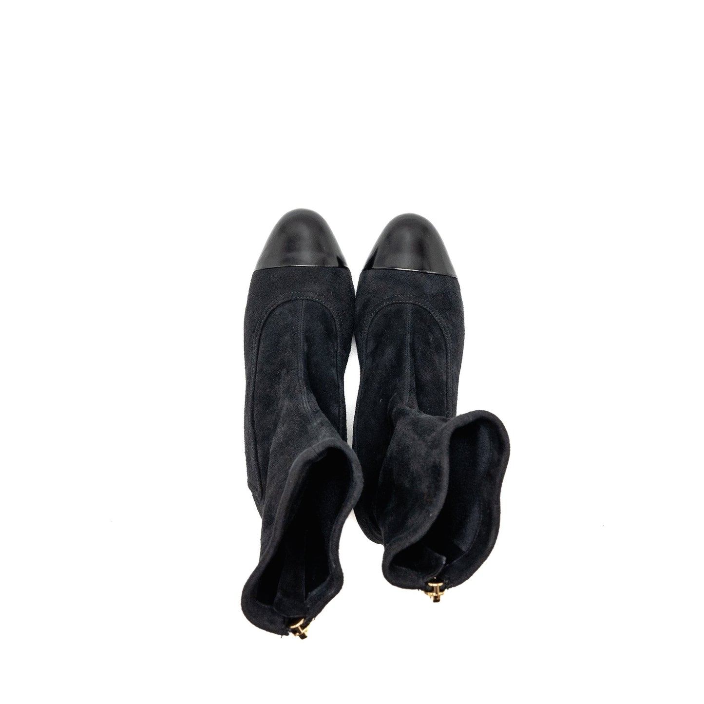 Chanel Size 38 Coco Short Boots Suede/Calfskin Black GHW