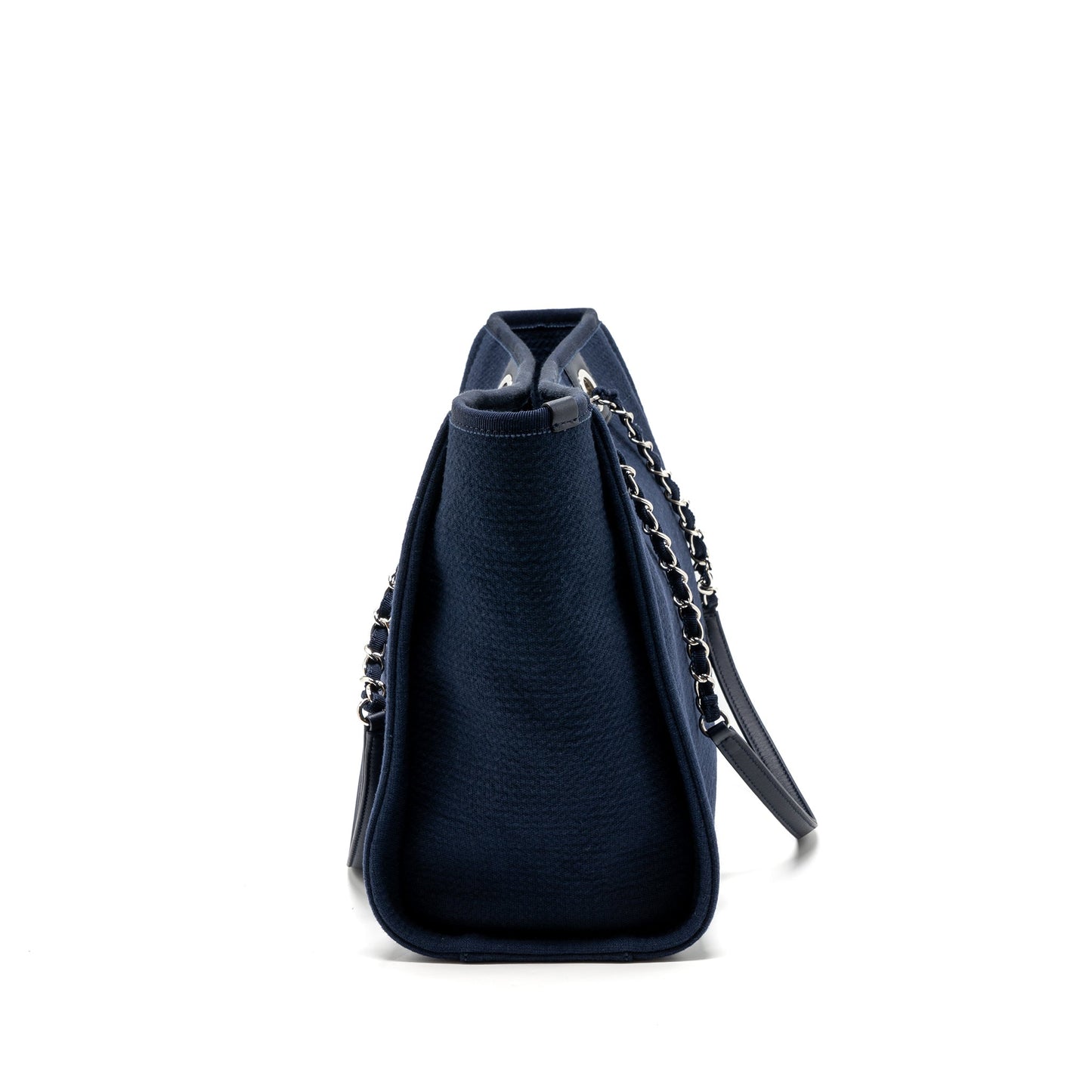 Chanel Deauville Tote Bag Canvas Navy SHW(Microchip)