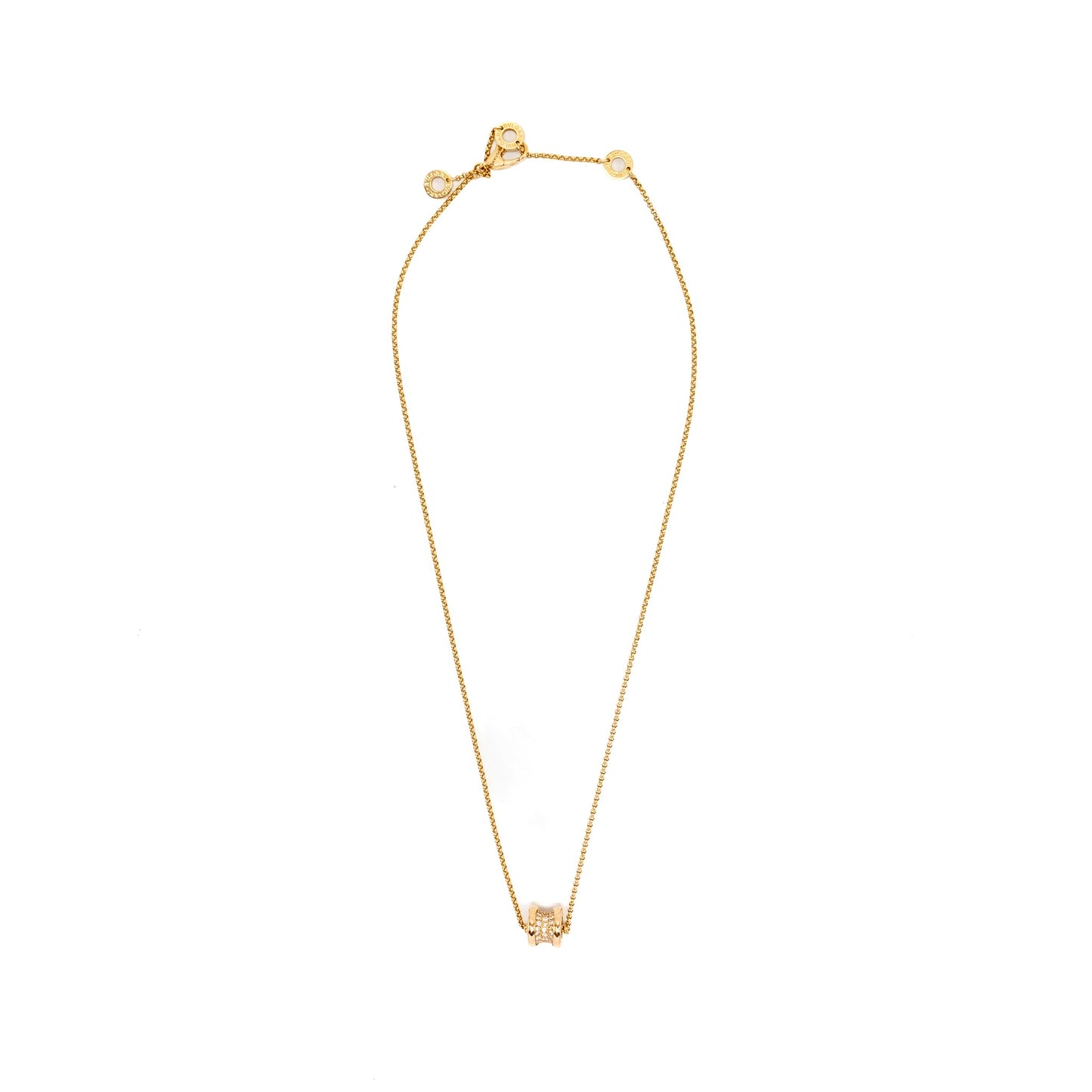 Bvlgari Mini B Zero Necklace Rose Gold Paved Diamonds