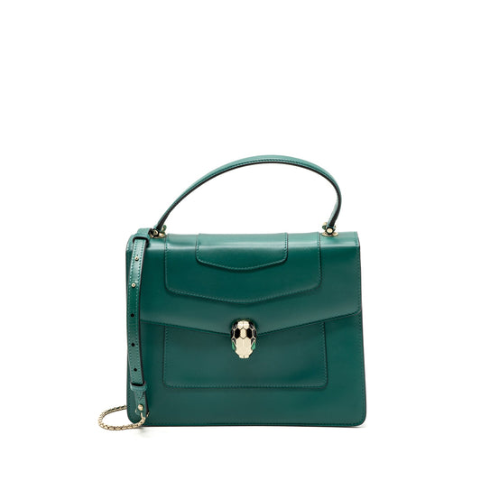 Bvlgari top handle serpenti bag calfskin green LGHW