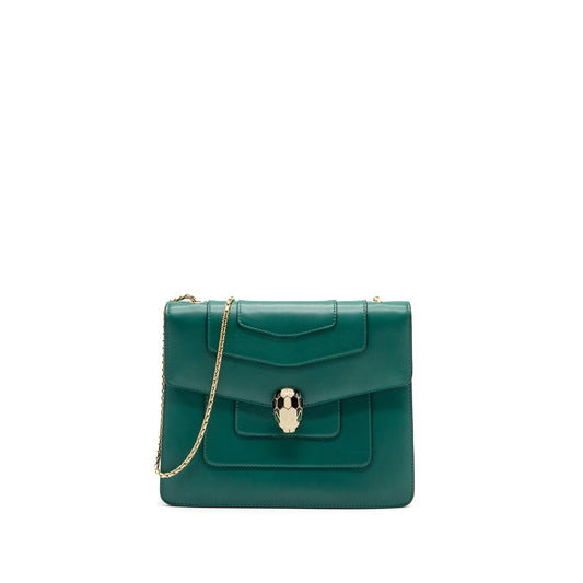 Bvlgari Serpenti Forever Chain Bag Calfskin Green LGHW