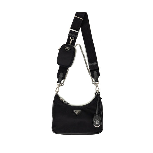Prada Re-Edition 2005 Saffiano Re-Nylon Bag Black SHW