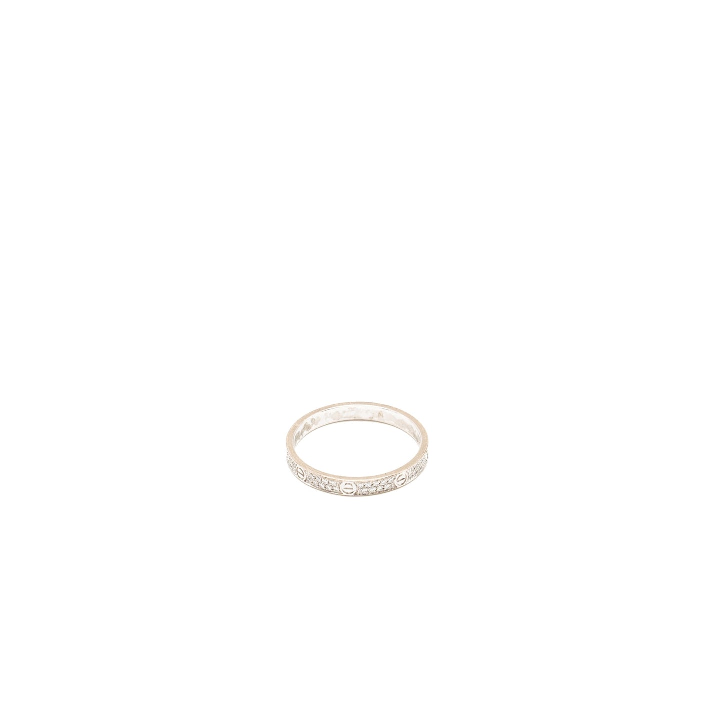 Cartier Size 55 Love Ring, Mini Model White Gold, Diamonds