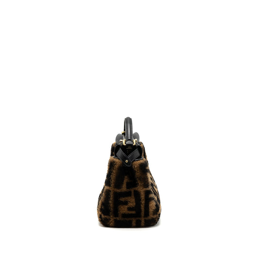 Fendi Mini Peekaboo Shearling Brown/ Black GHW