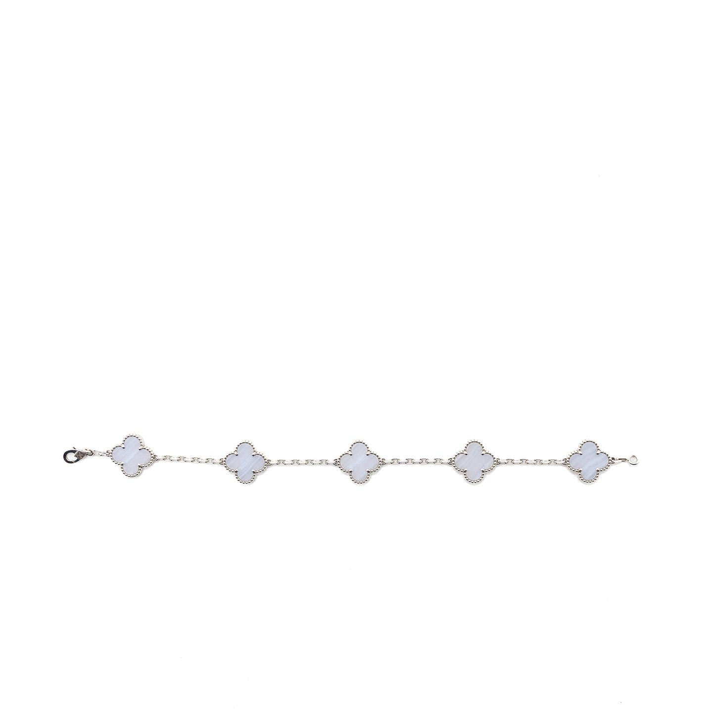 Van Cleef & Arpels Vintage Alhambra Bracelet 5 Motif Chalcedony White Gold