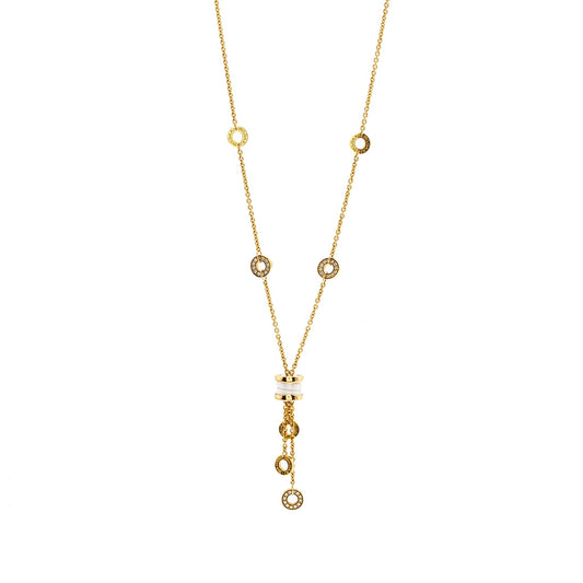 Bvlgari B.zero1 Necklace White Ceramic Rose Gold, Diamonds
