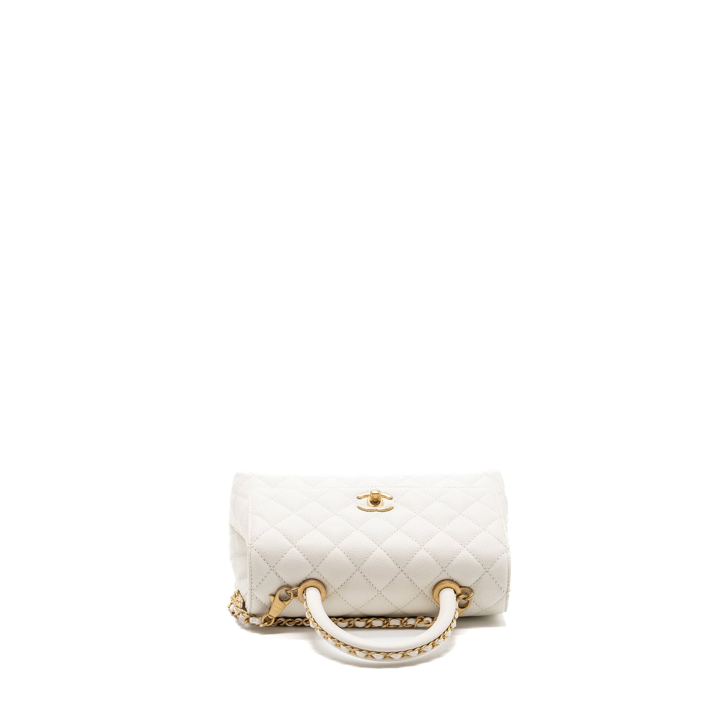 Chanel 23P detailed top handle Small coco handle caviar white GHW (microchip )