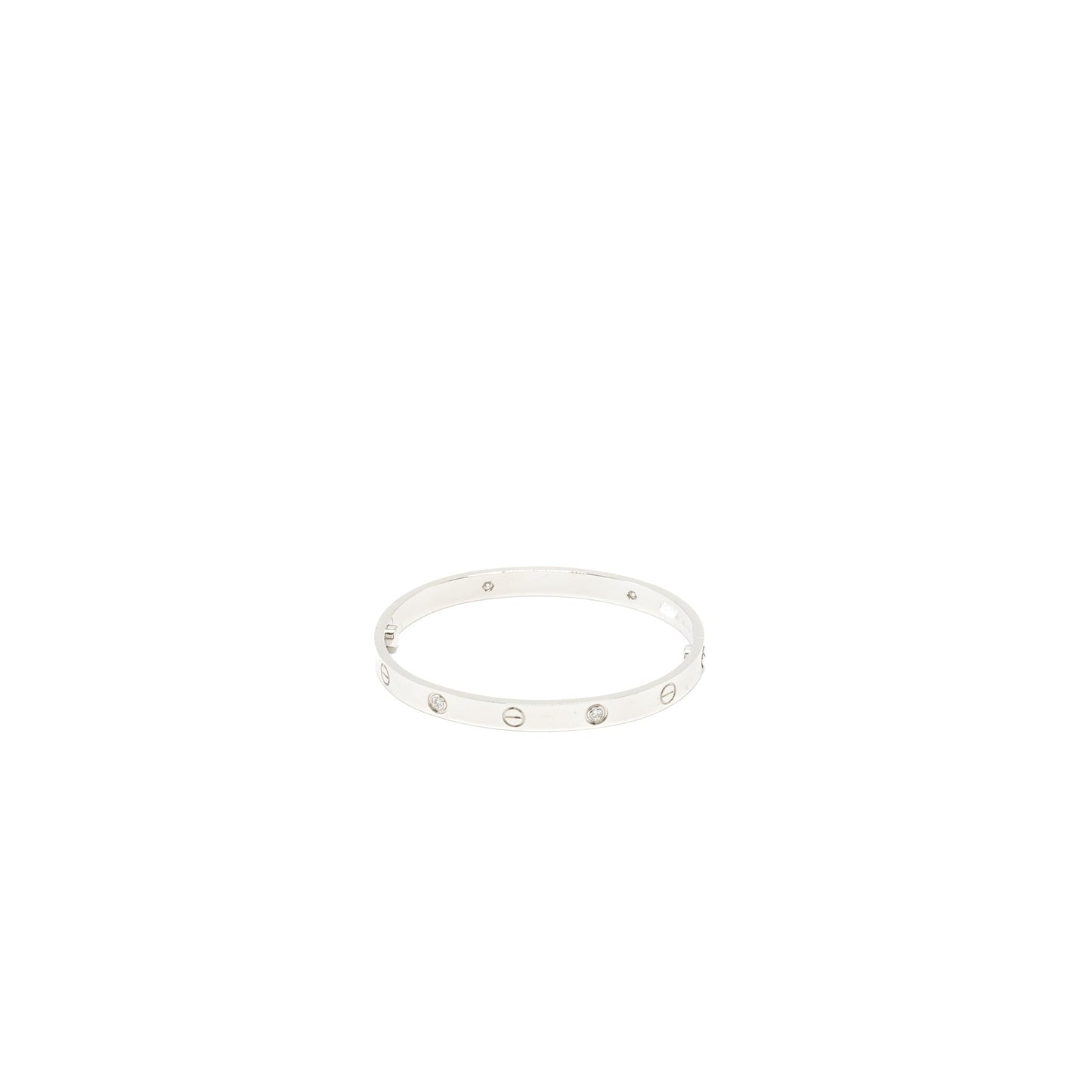 Cartier Size 18 Love Bracelet White Gold, 4 Diamonds