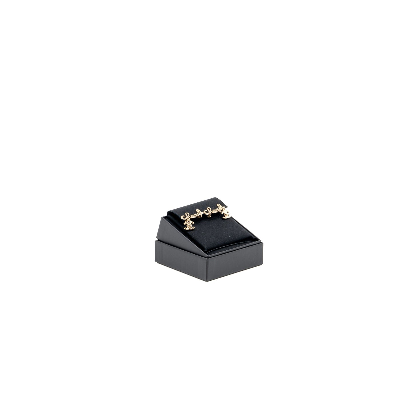 Chanel letter and cc drop ear clip gold tone