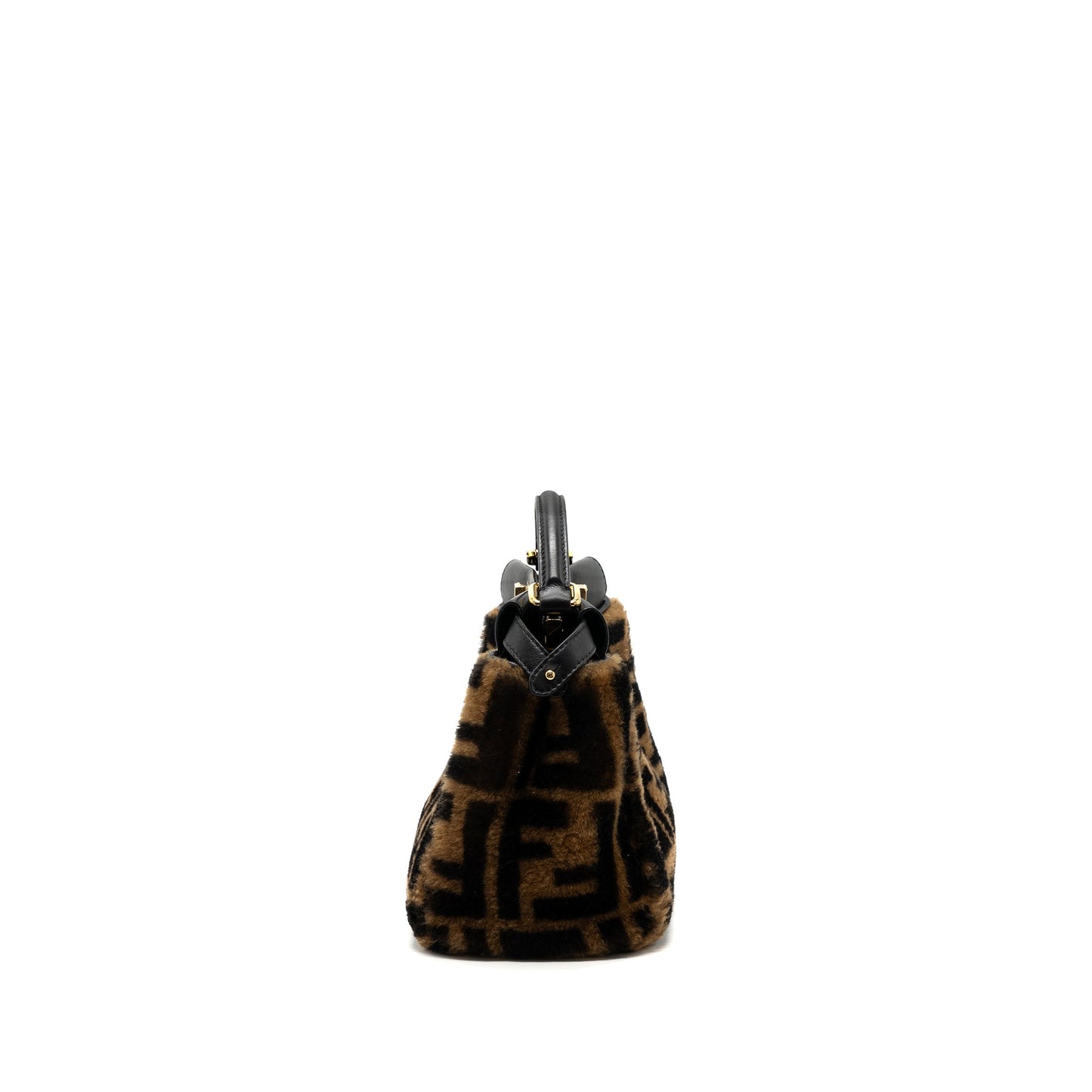 Fendi Mini Peekaboo Shearling Brown/ Black GHW