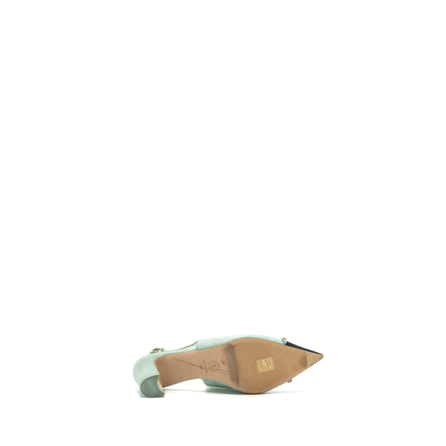 Chanel size 39 23P slingbacks suede /calfskin light blue / black LGHW