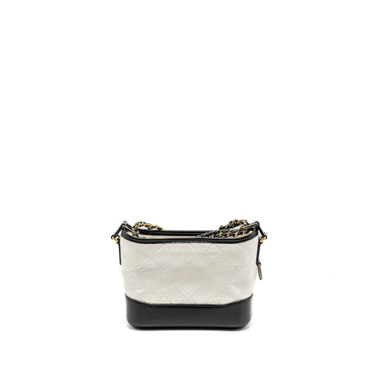Chanel Small Gabrielle HOBO Bag Aged Calfskin White/Black Multicolour Hardware