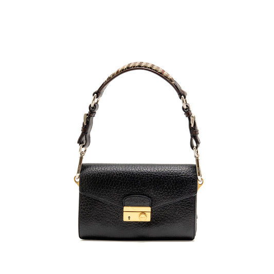 Prada Berlino Sound Bag Tweed/Calfskin Black/Brown/Green Multicolour Hardware