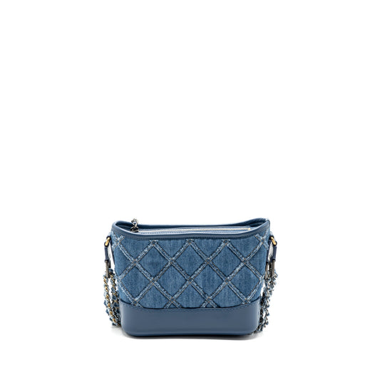 Chanel Small Gabrielle Hobo Bag Blue Denim GHW