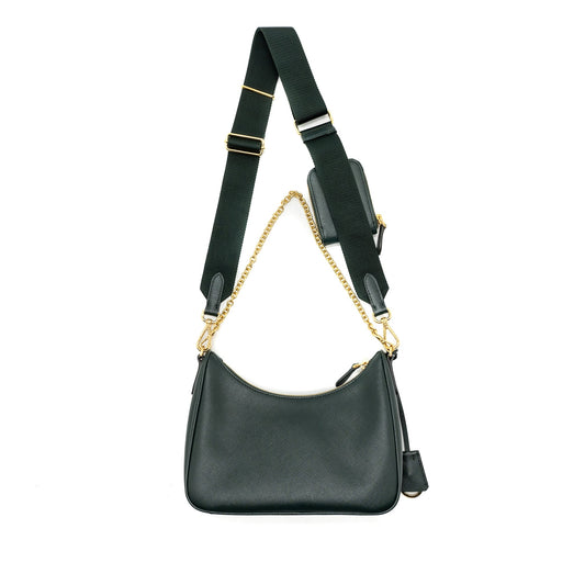 Prada Re-edition 2005 saffiano dark green GHW