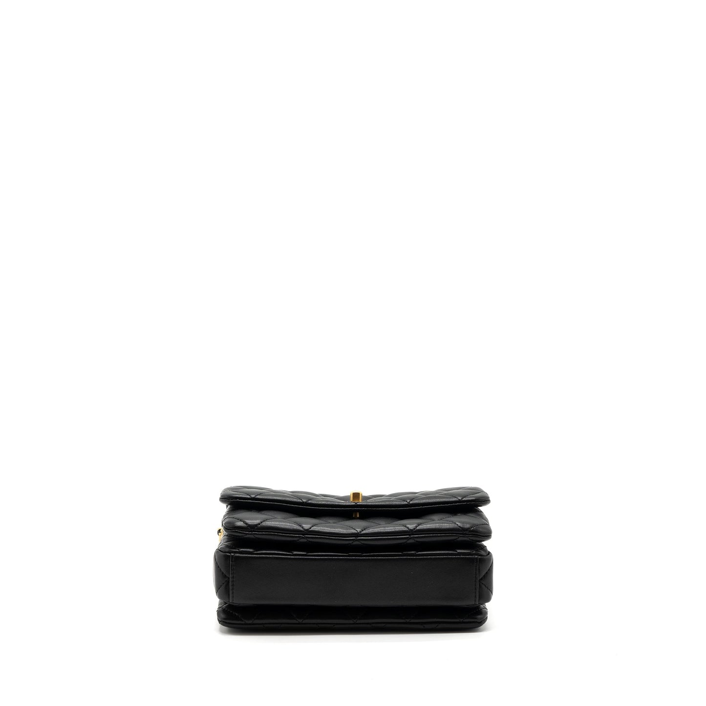 Chanel 22a Button On Chain Flap Shoulder Bag Lambskin Black Brushed GHW(Microchip)