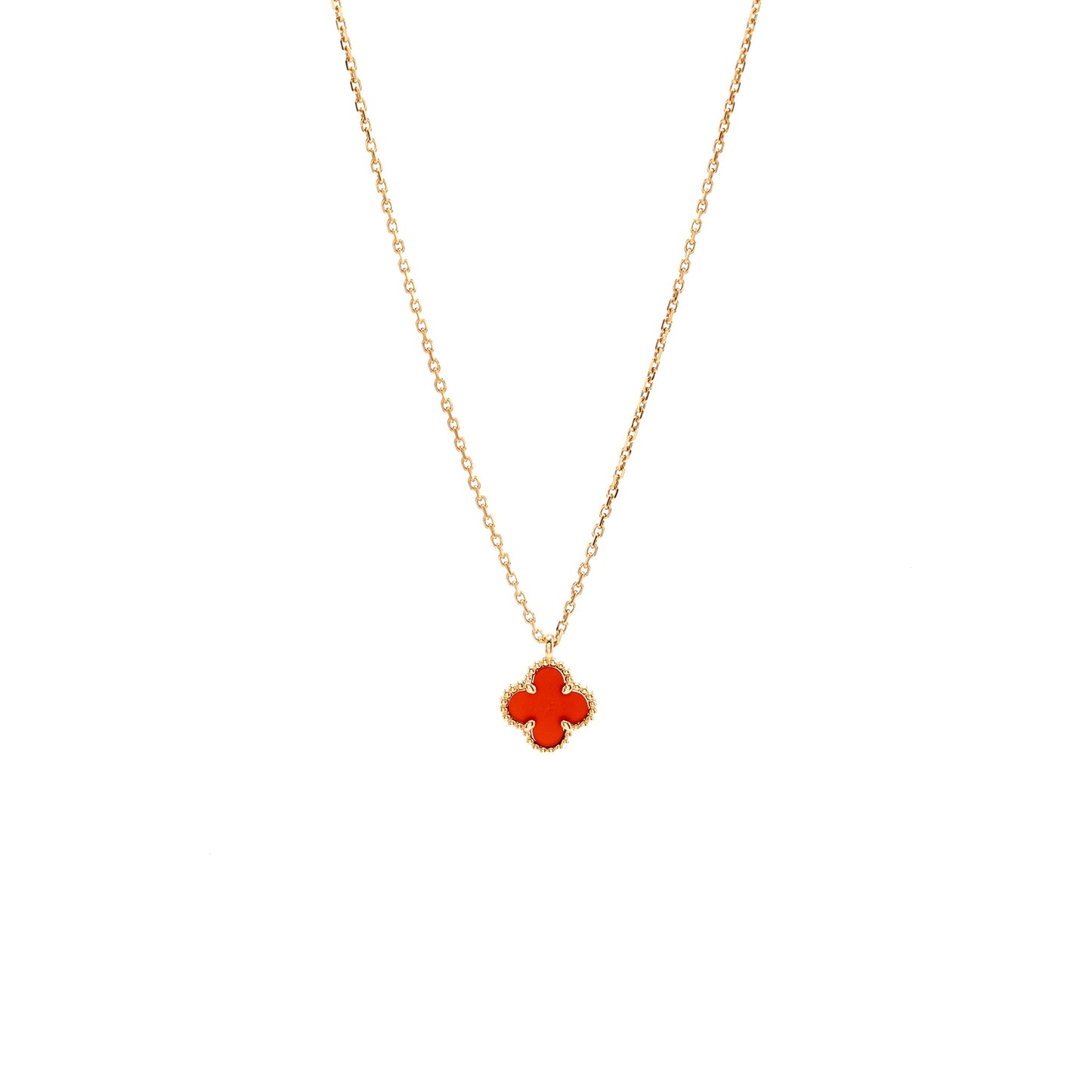 Van Cleef & Arpels Sweet Alhambra Pendant Rose Gold, Carnelian