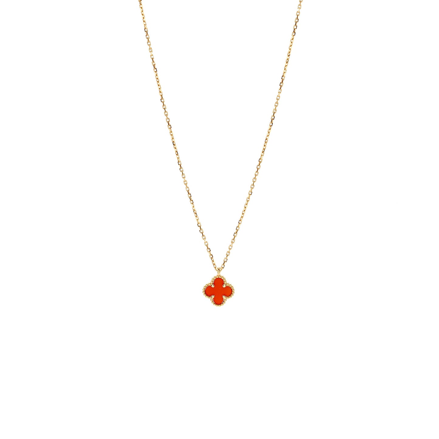 Van Cleef & Arpels Sweet Alhambra Pendant, Carnelian Rose Gold
