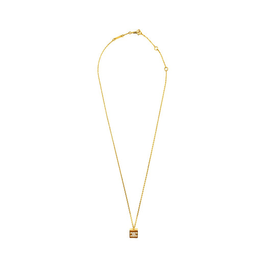 CELINE Triomphe Cube Crystal Necklace Gold Tone