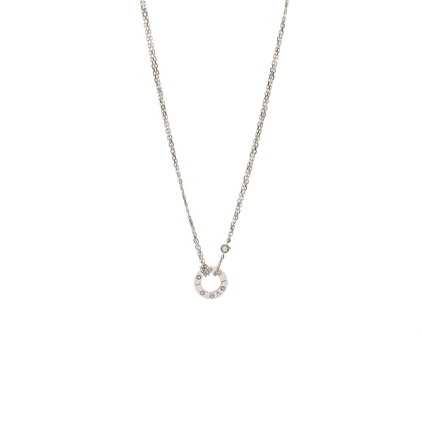 Cartier love necklace white gold with 2 diamonds