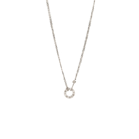 Cartier love necklace white gold with 2 diamonds