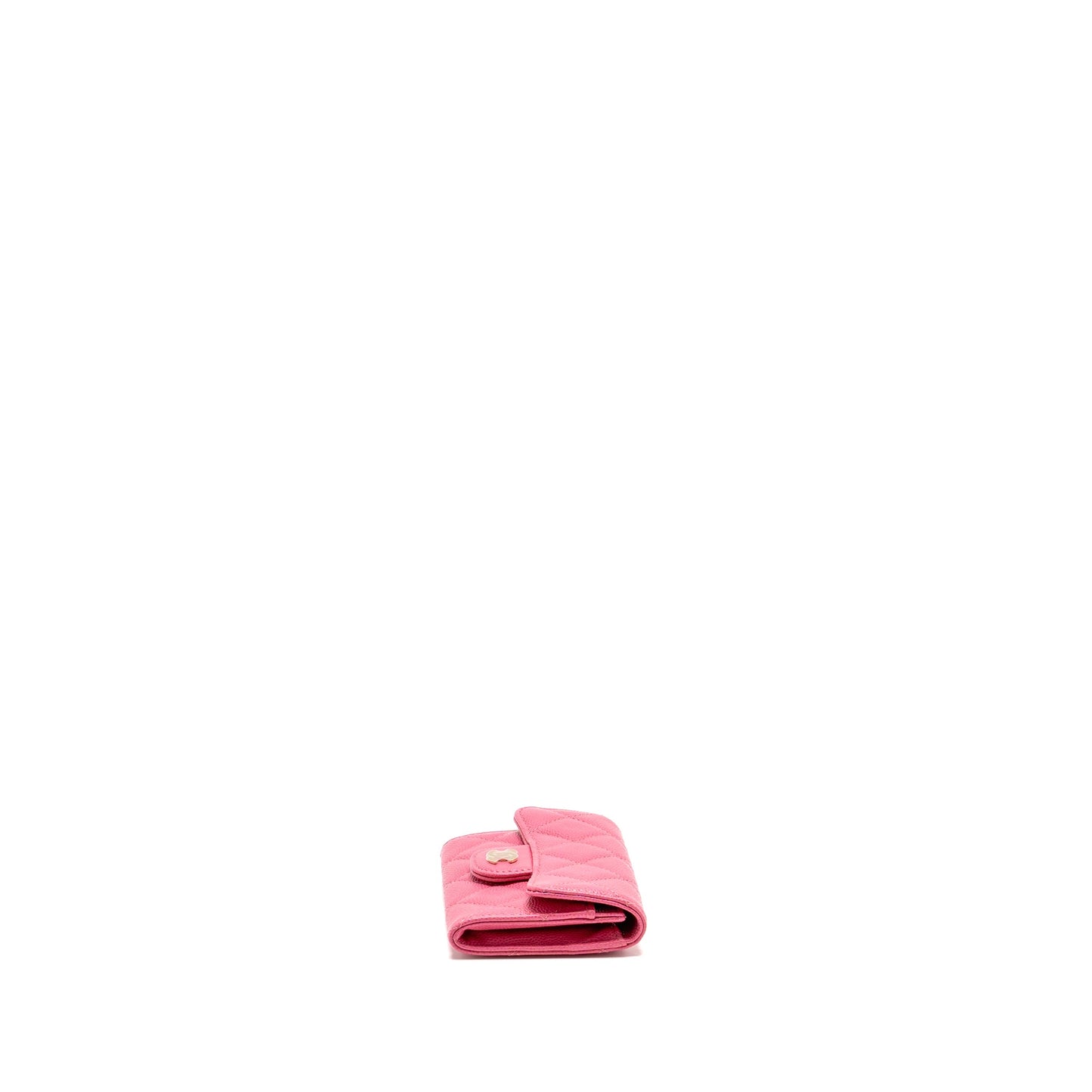 Chanel Classic flap card holder caviar pink GHW
