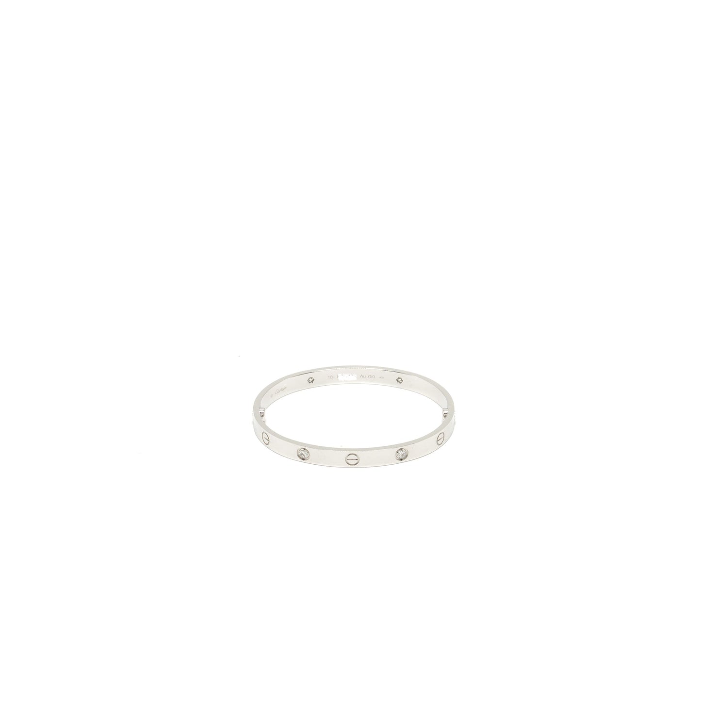 Cartier Size 18 Love Bracelet White Gold, 4 Diamonds