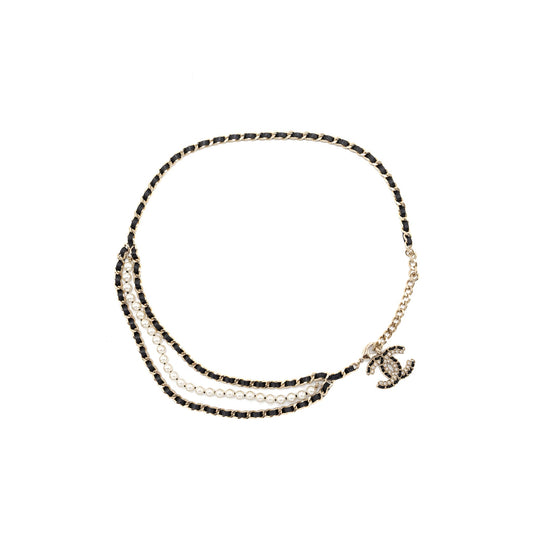 Chanel detailed CC logo chain belt black LGHW