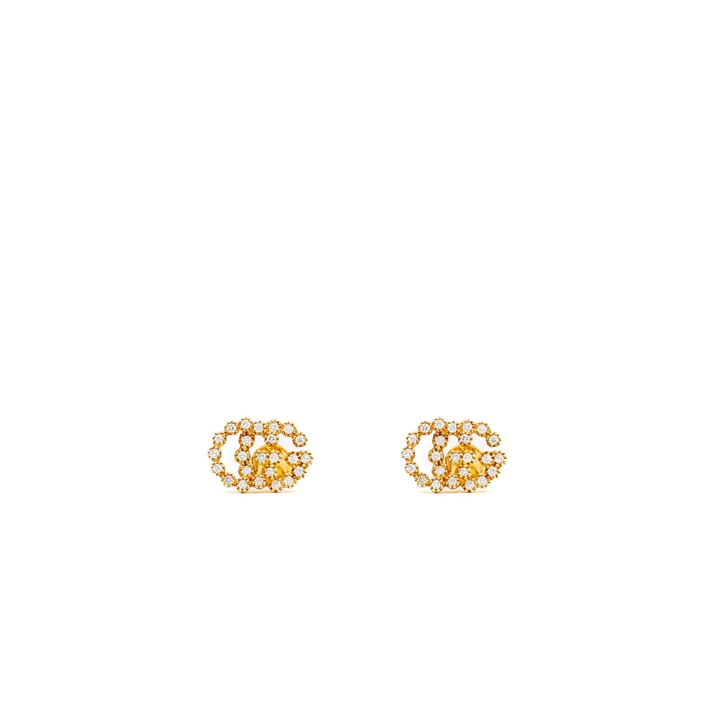 Gucci GG running studs 18K yellow gold with diamonds