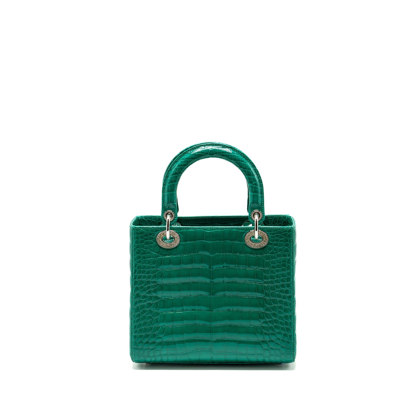 Dior medium lady dior crocodile green SHW with crystal