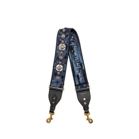 Dior Miscellaneous Studded Shoulder Strap Blue with Multicolour Hardware