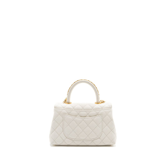 Chanel 23P detailed top handle Small coco handle caviar white GHW (microchip )