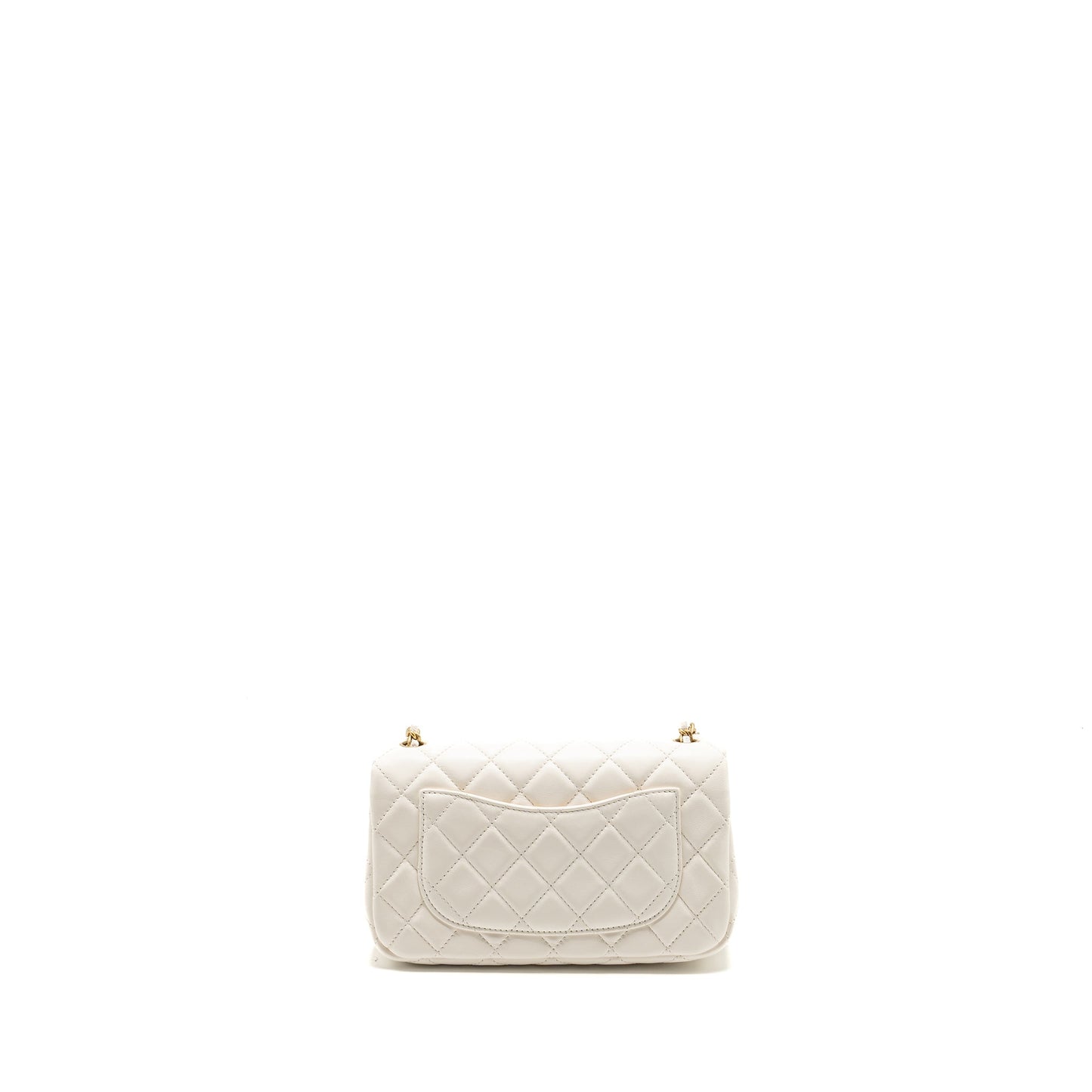 Chanel pearl crush mini rectangular flap bag lambskin White GHW(microchip)