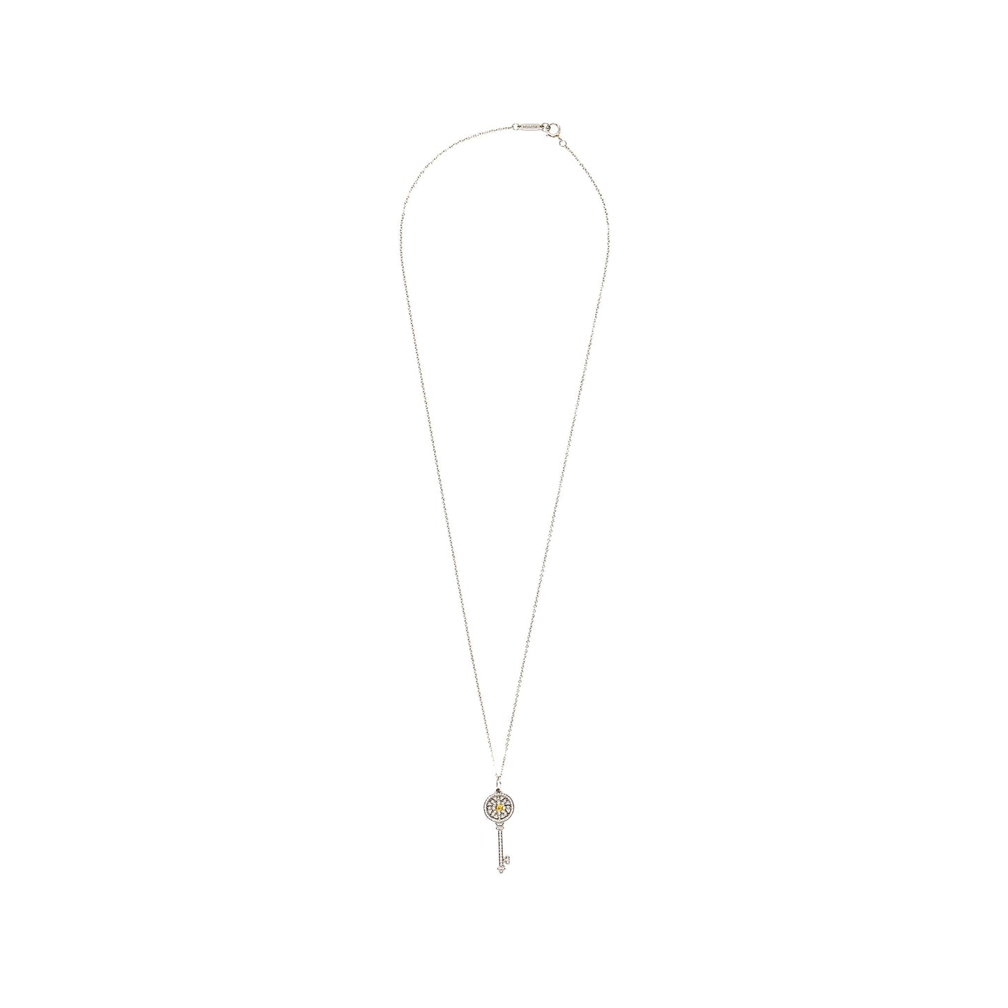 Tiffany Mini Daisy Key Pendant 18K White Gold, yellow/White Diamonds