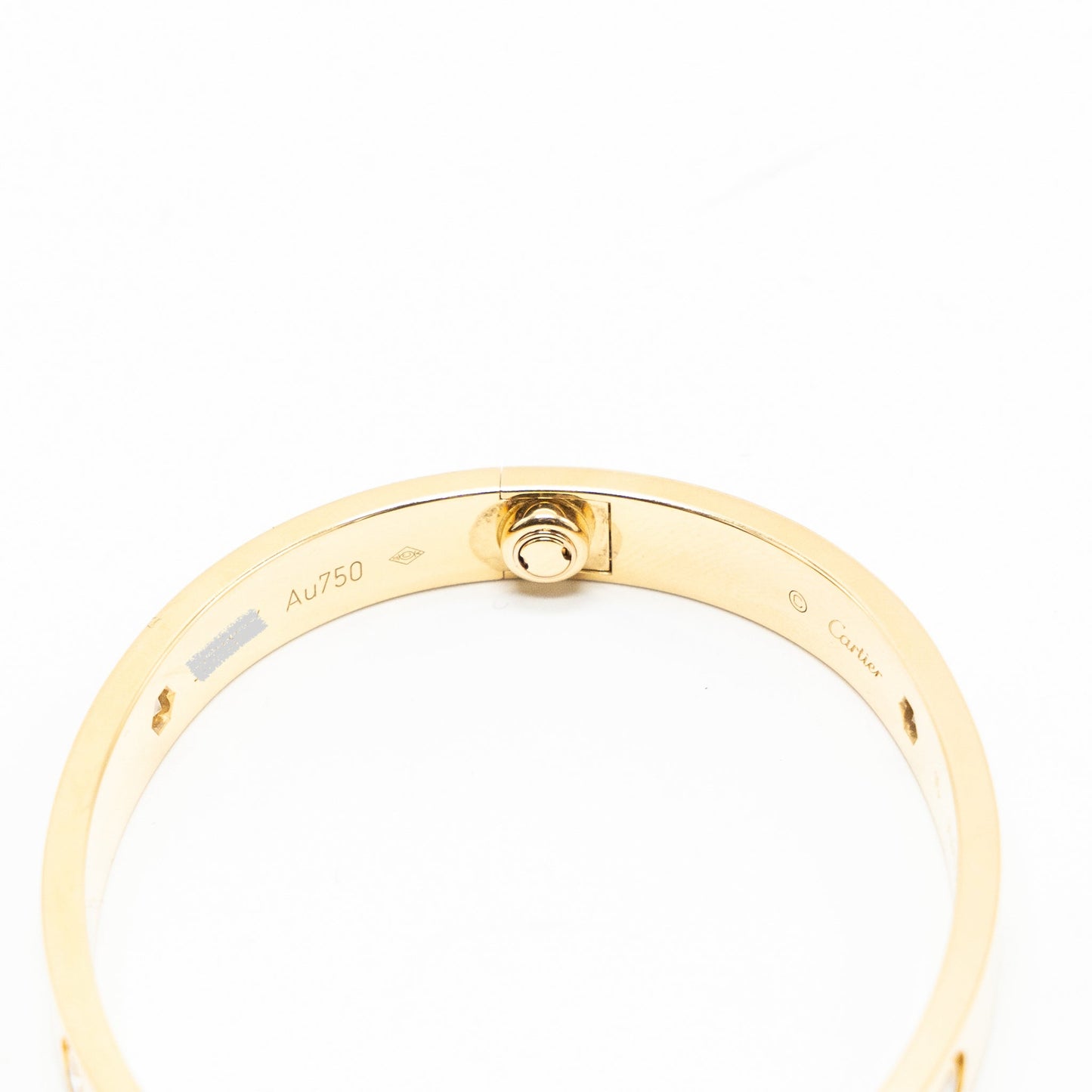 Cartier size 15 love bracelet yellow gold, 4 diamonds