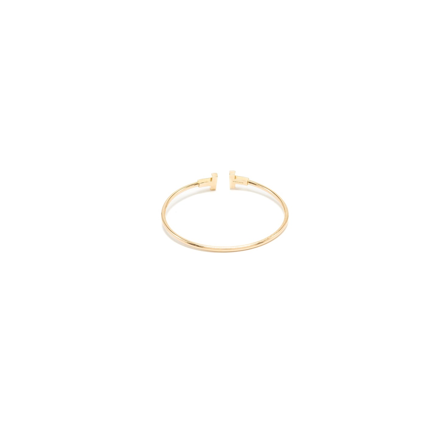 TIFFANY T Size Medium Narrow Wire Bracelet 18K Rose Gold