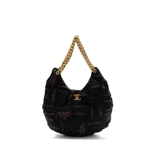 Chanel Denim Graffiti Shoulder bag black GHW (microchip)