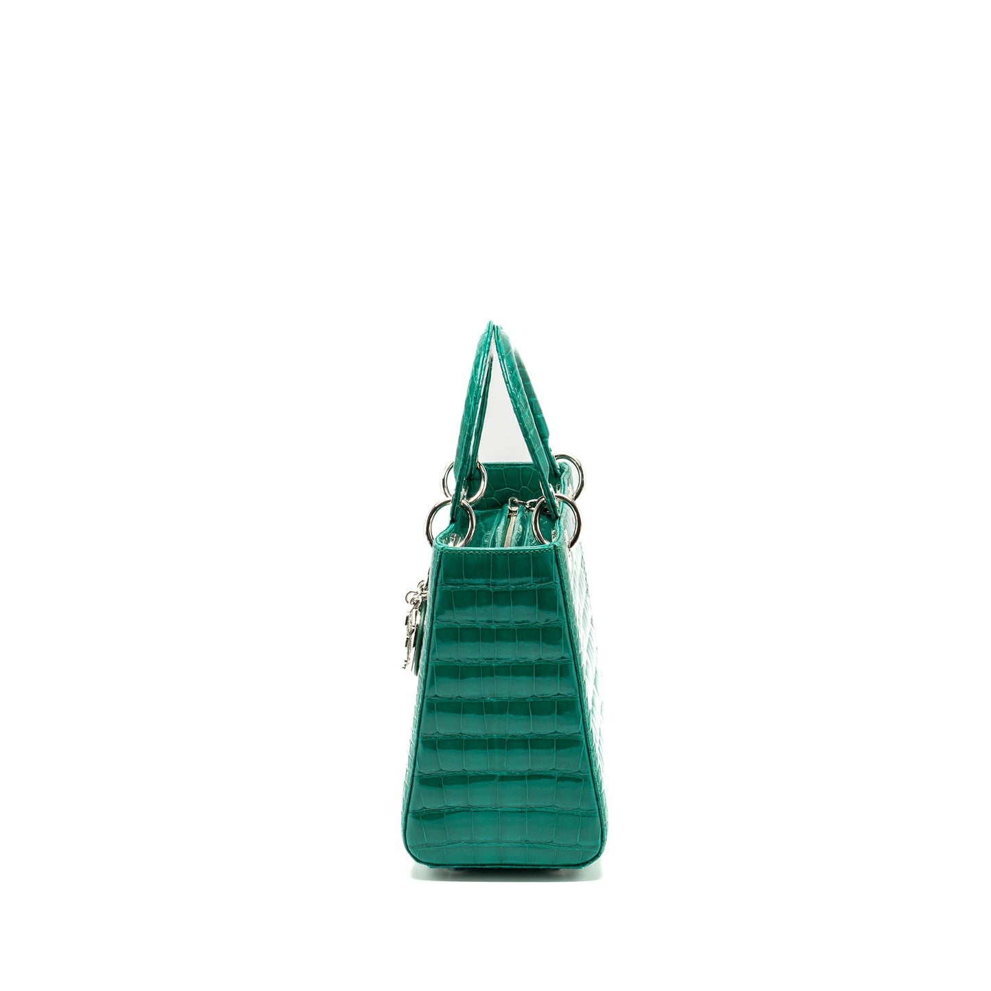 Dior medium lady dior crocodile green SHW with crystal